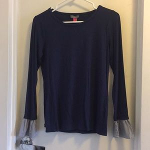 Vince Camuto Long Sleeve Striped Cuff Top